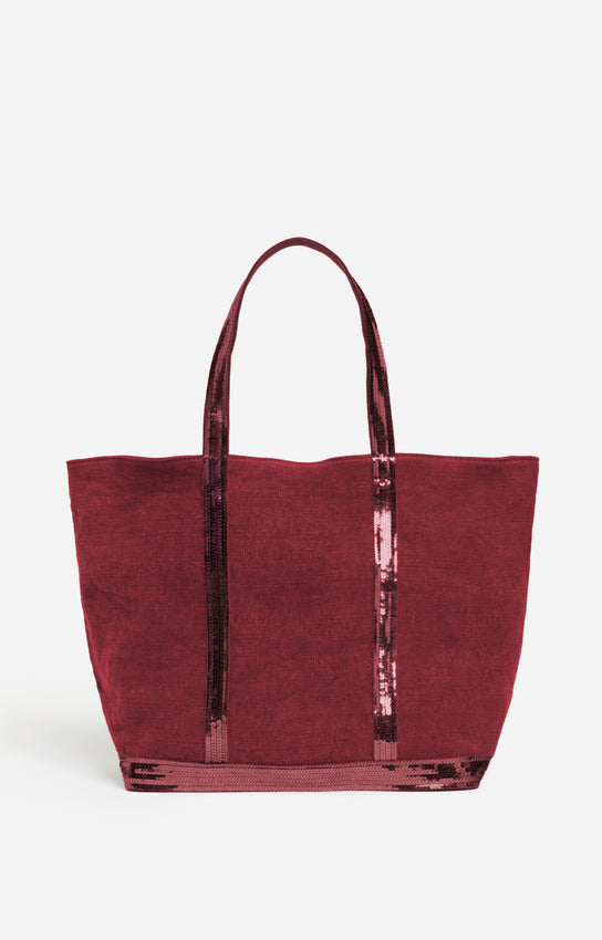LINEN L RASPBERRY ZIPPED CABAS TOTE