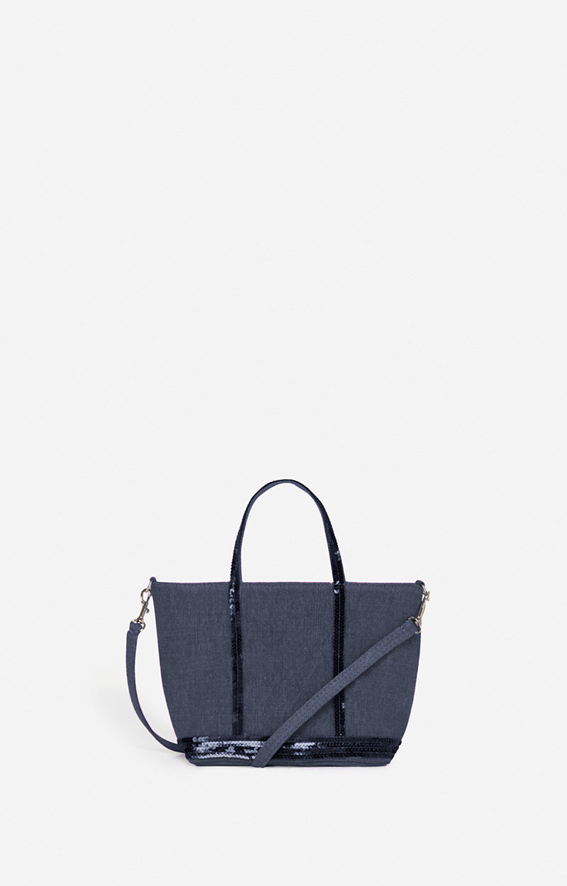 LINEN XS DENIM ZIPPED CABAS TOTE