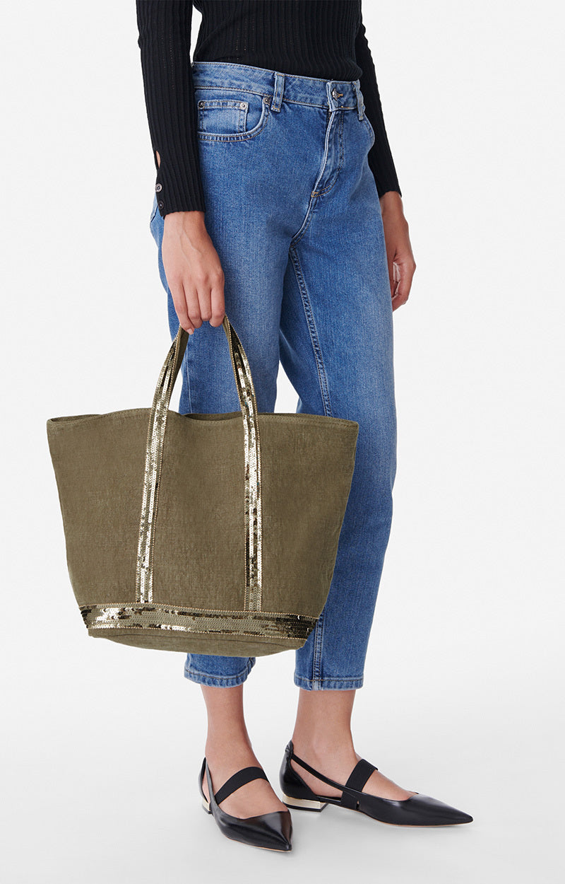 LINEN M KAKI CABAS TOTE