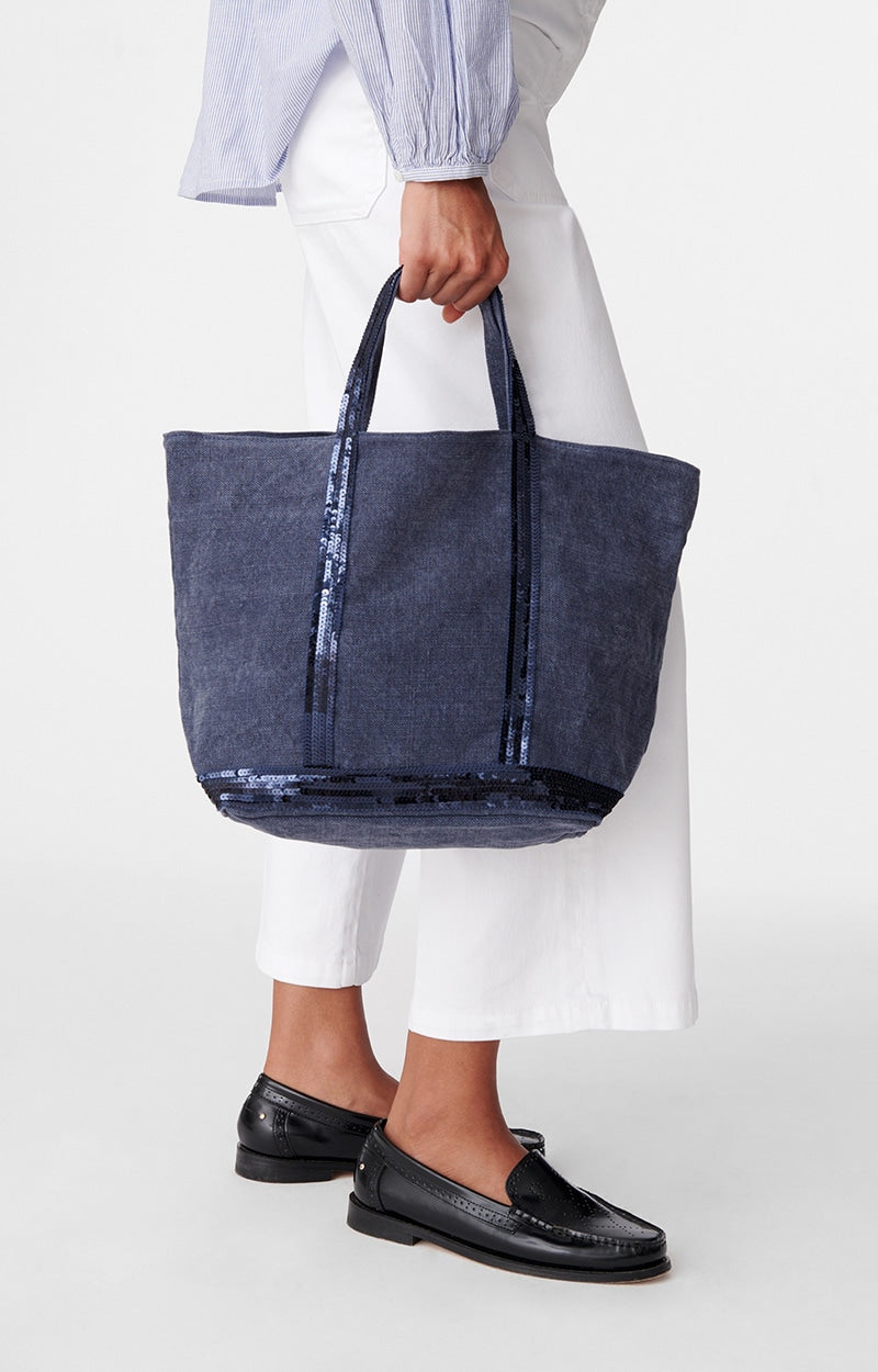LINEN M DENIM CABAS TOTE