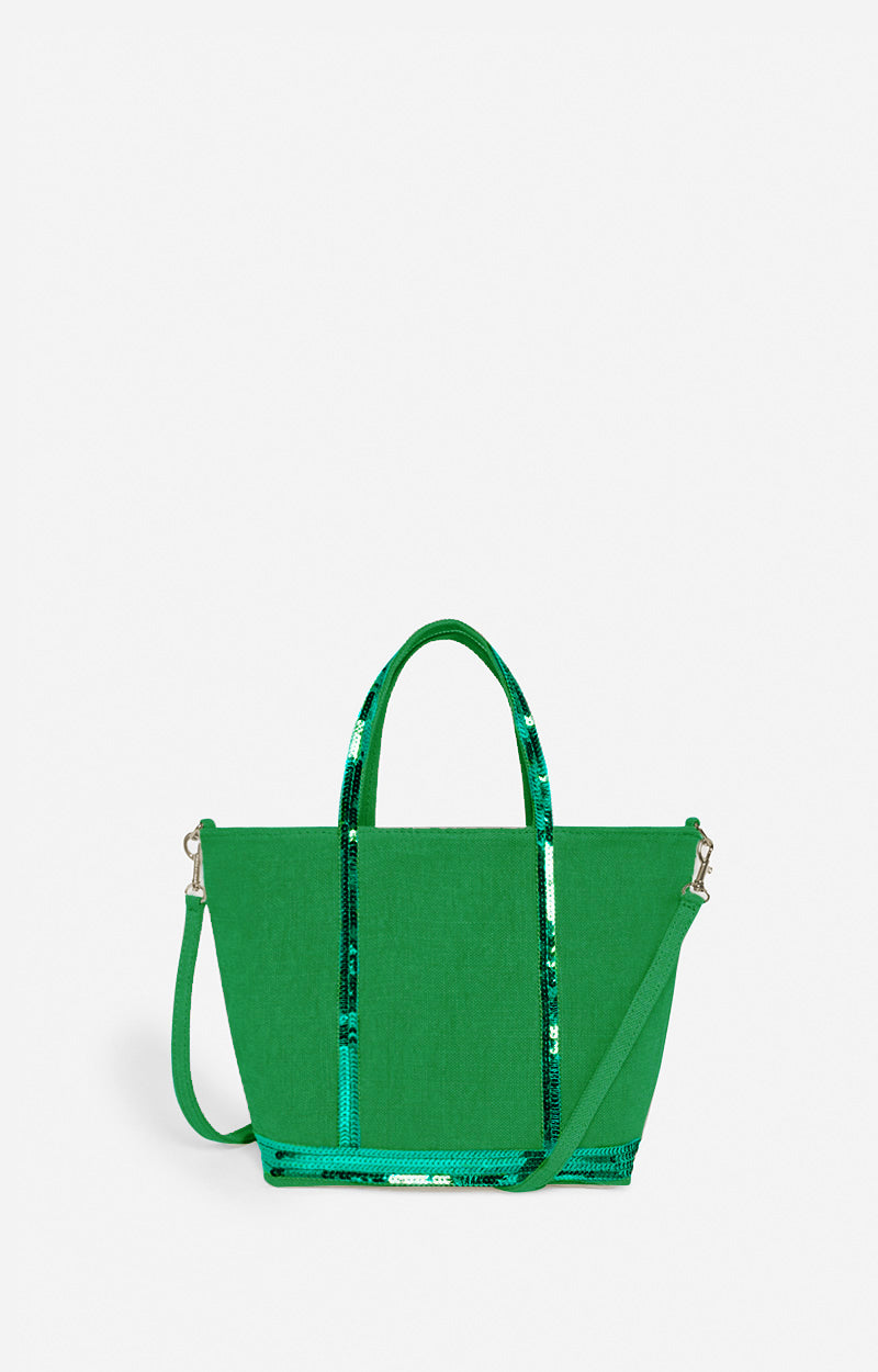 LINEN S GRASS ZIPPED CABAS TOTE