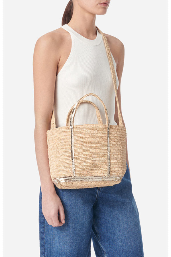 RAFFIA S GOLD CABAS TOTE