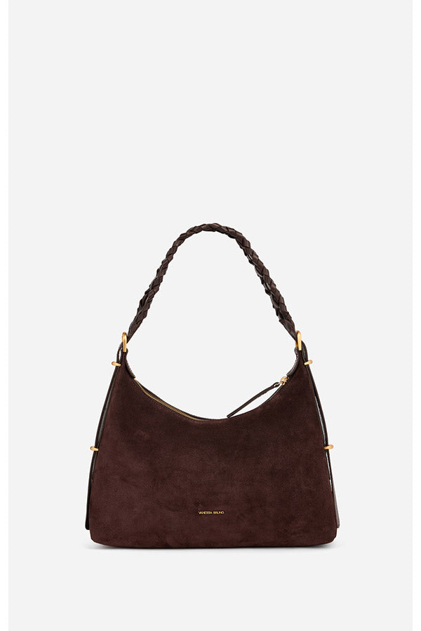 JESS CHOCOLATE LARGE CALF LEATHER HOBO BAG