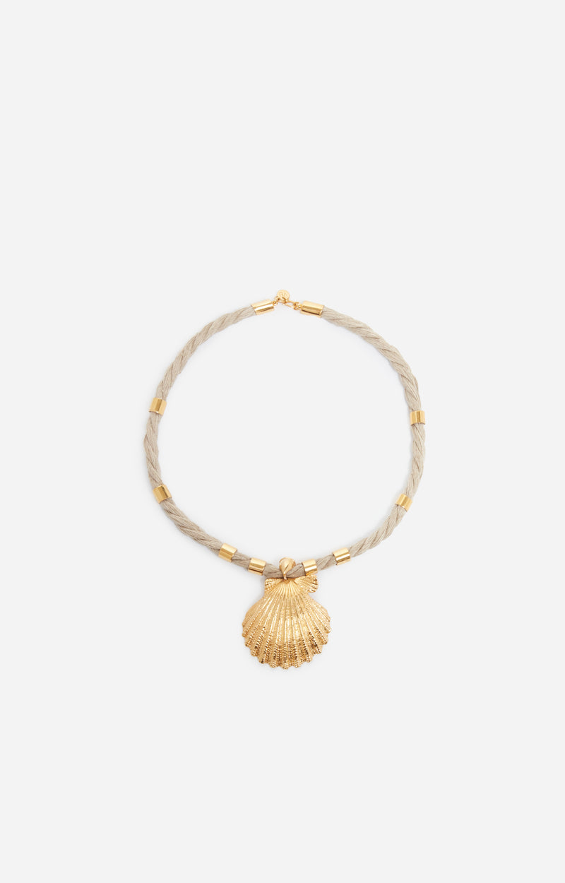 SHELL PENDANT BRASS NECKLACE