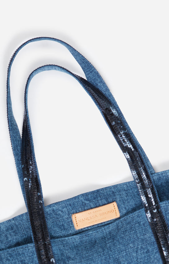 LINEN L INDIGO CABAS TOTE