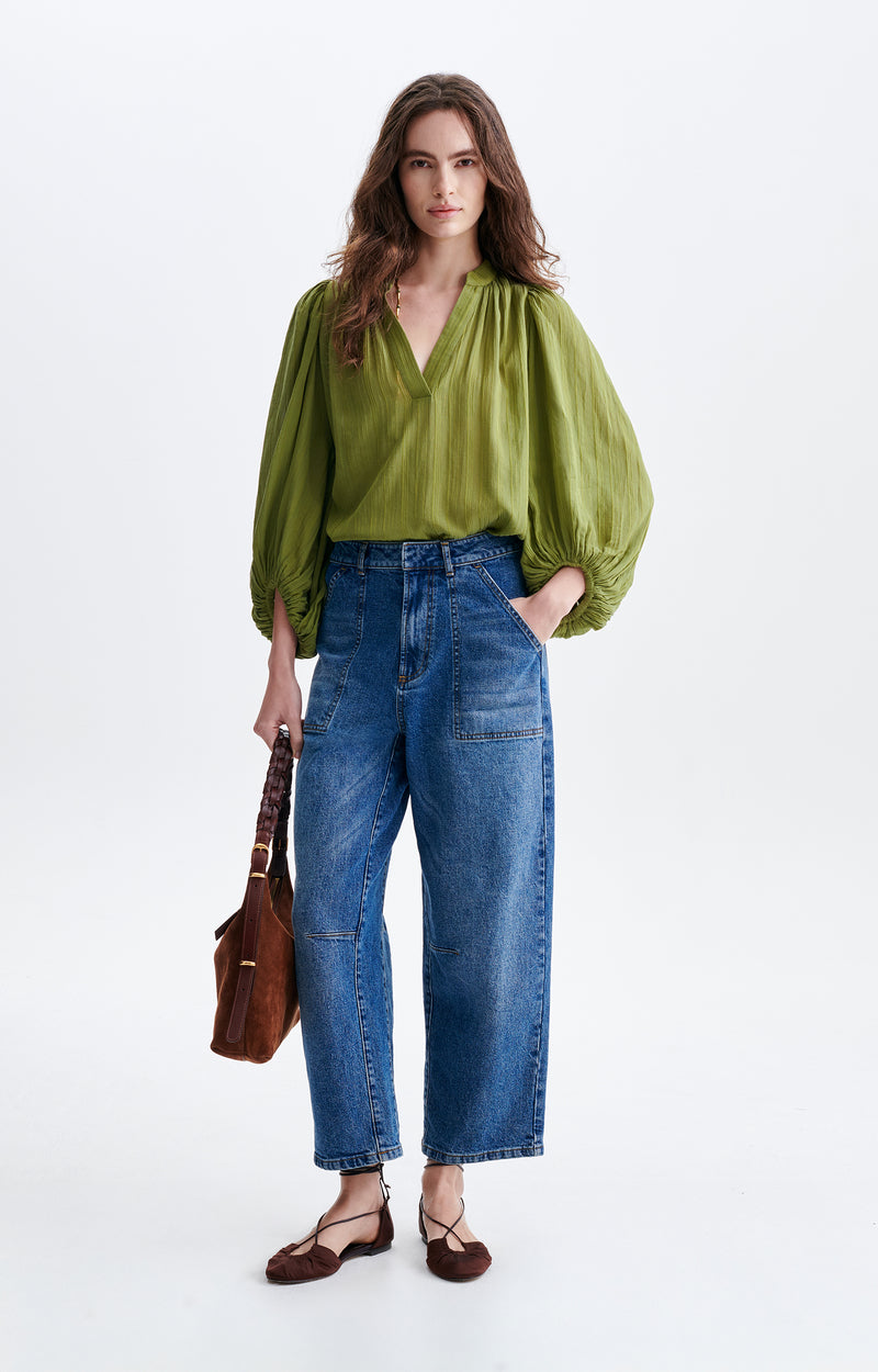 BELL BALLOON-SLEEVE BLOUSE