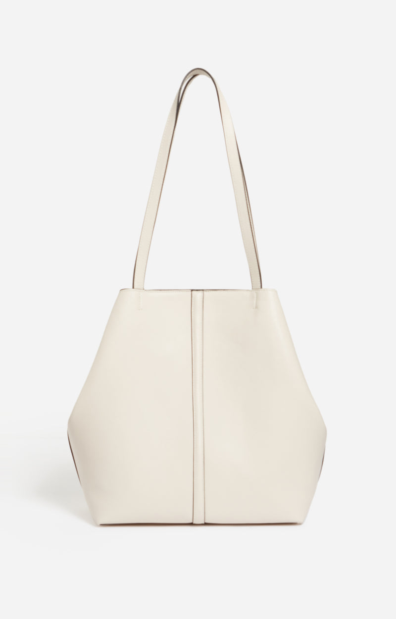 LARGE LEATHER IVORY DAILY TOTE