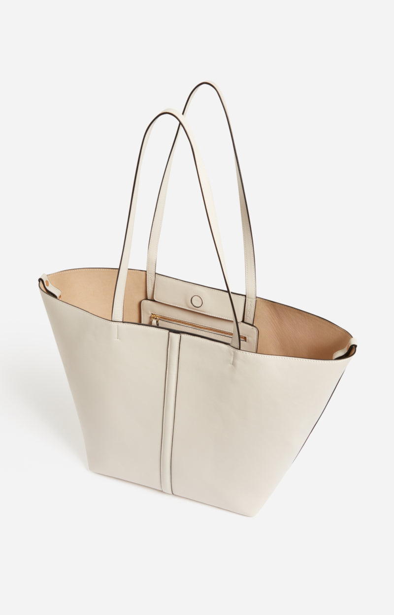 SMALL LEATHER IVORY DAILY TOTE
