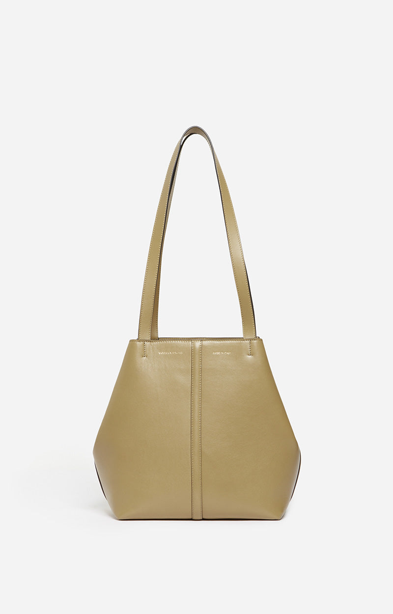 SMALL LEATHER OLIVE DAILY TOTE