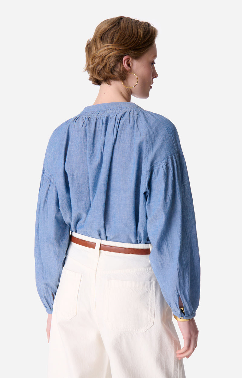 NIPOA CHAMBRAY BLOUSE
