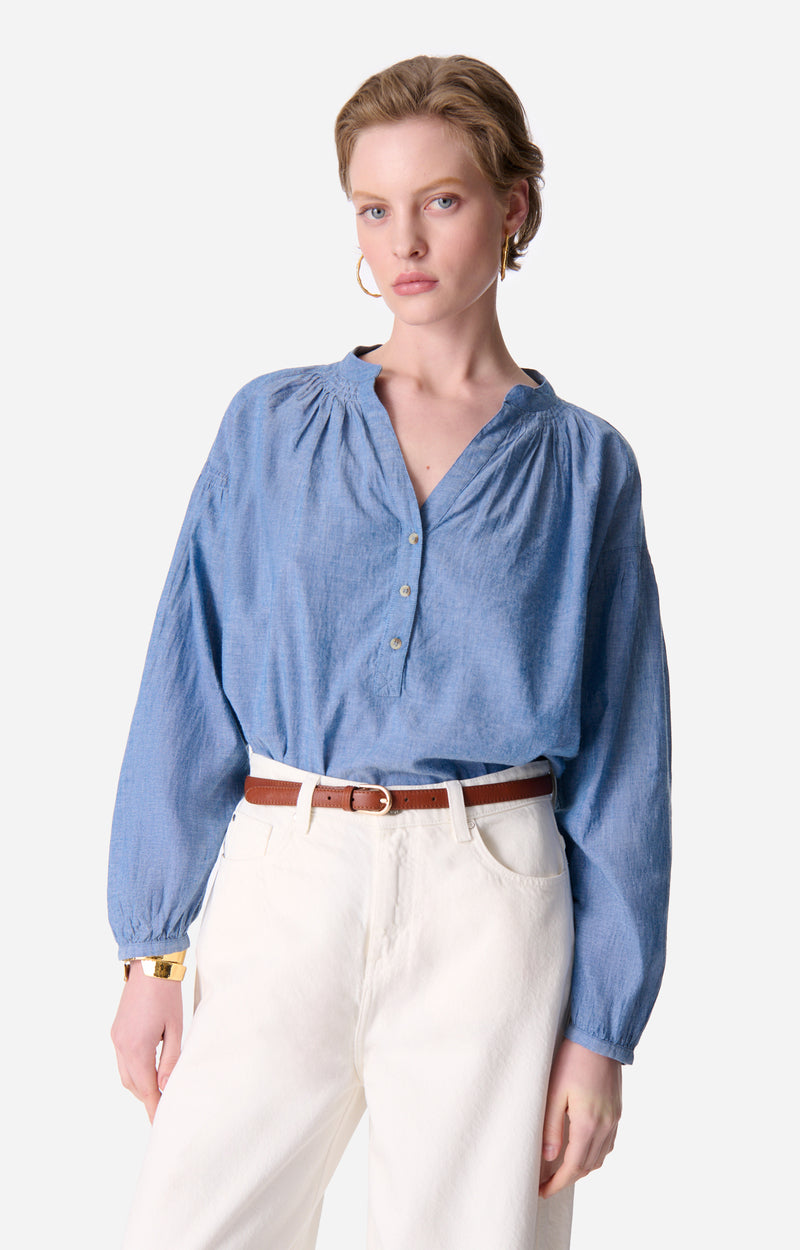 NIPOA CHAMBRAY BLOUSE