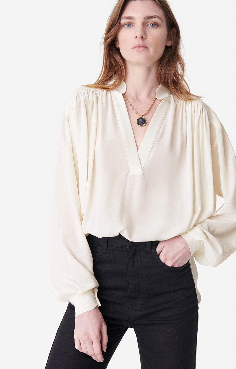 CALVIN ECRU SILK BLOUSE
