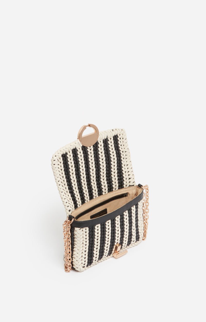 SMALL WOVEN LEATHER BLACK MOON BAG