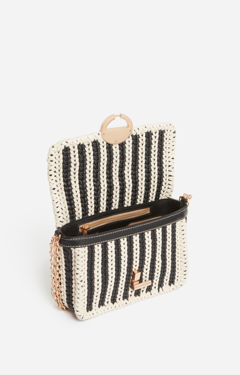 MEDIUM WOVEN LEATHER BLACK MOON BAG