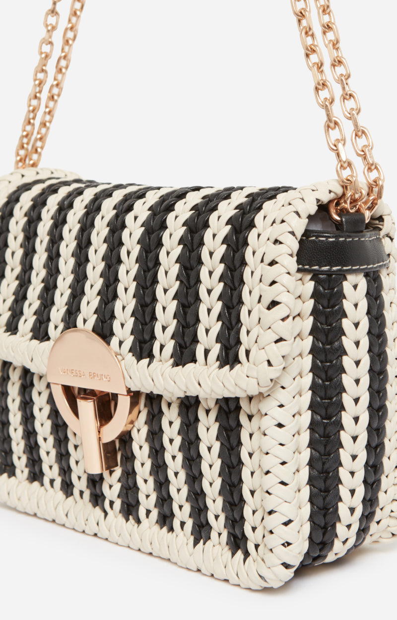 MEDIUM WOVEN LEATHER BLACK MOON BAG