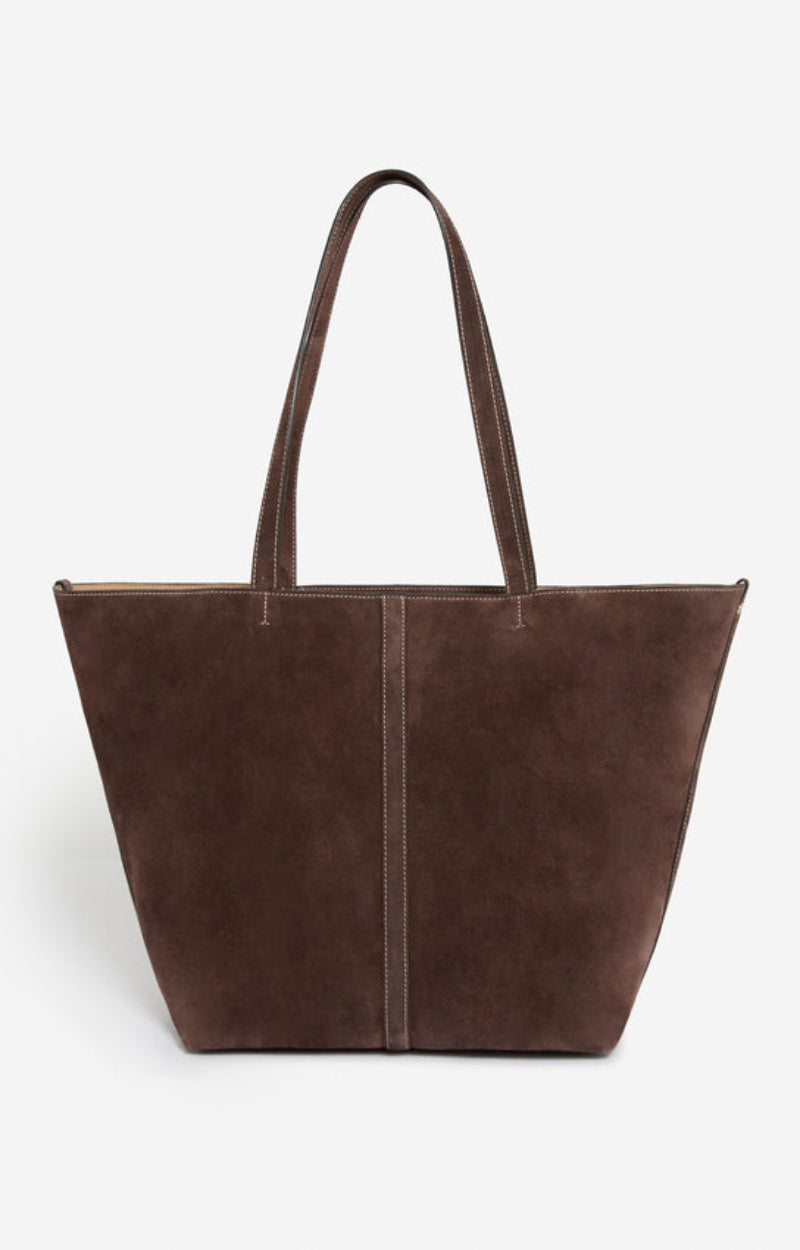 LARGE CALF LEATHER BROWN DAILY TOTE