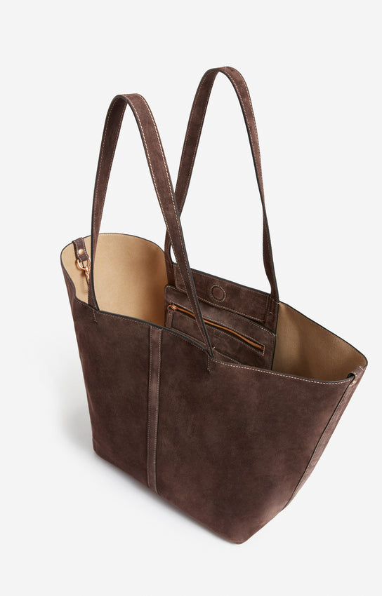 LARGE CALF LEATHER BROWN DAILY TOTE