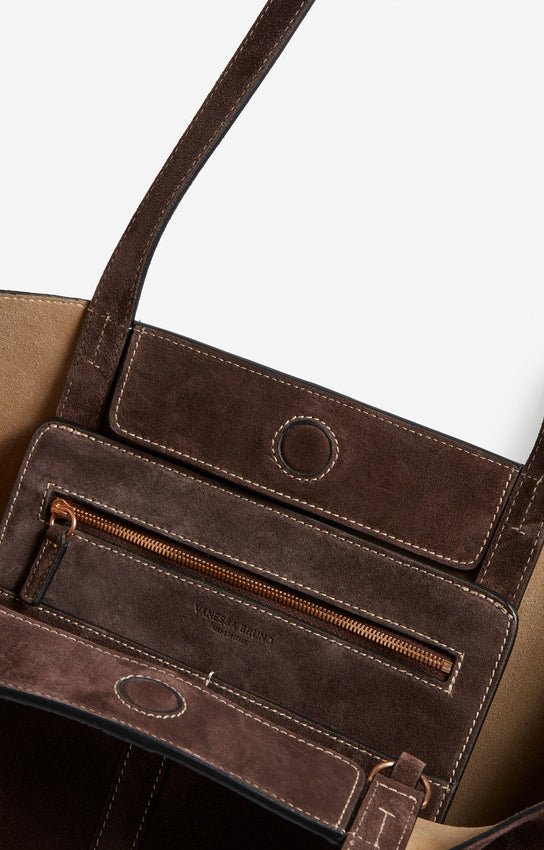 LARGE CALF LEATHER BROWN DAILY TOTE