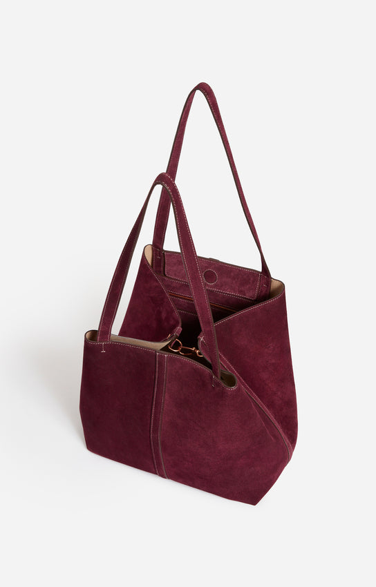 LARGE CALF LEATHER PLUM DAILY TOTE