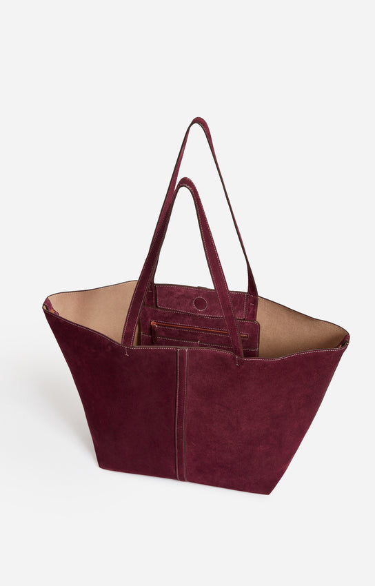 LARGE CALF LEATHER PLUM DAILY TOTE