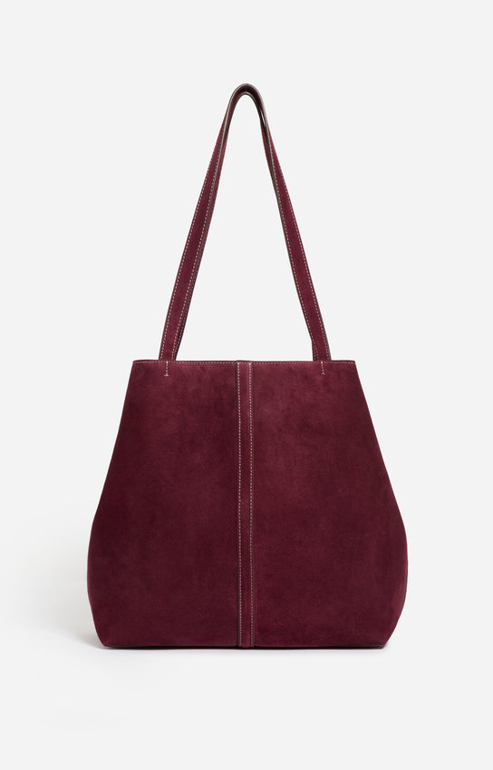 LARGE CALF LEATHER PLUM DAILY TOTE