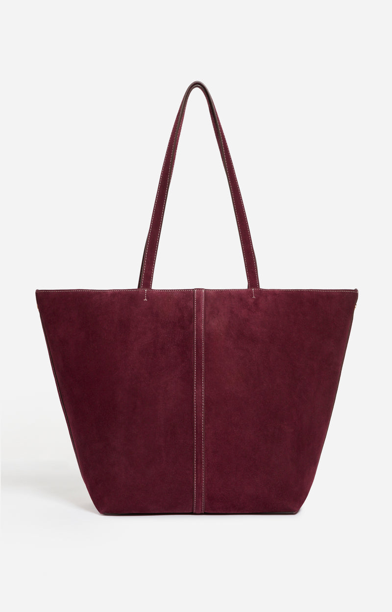 LARGE CALF LEATHER PLUM DAILY TOTE