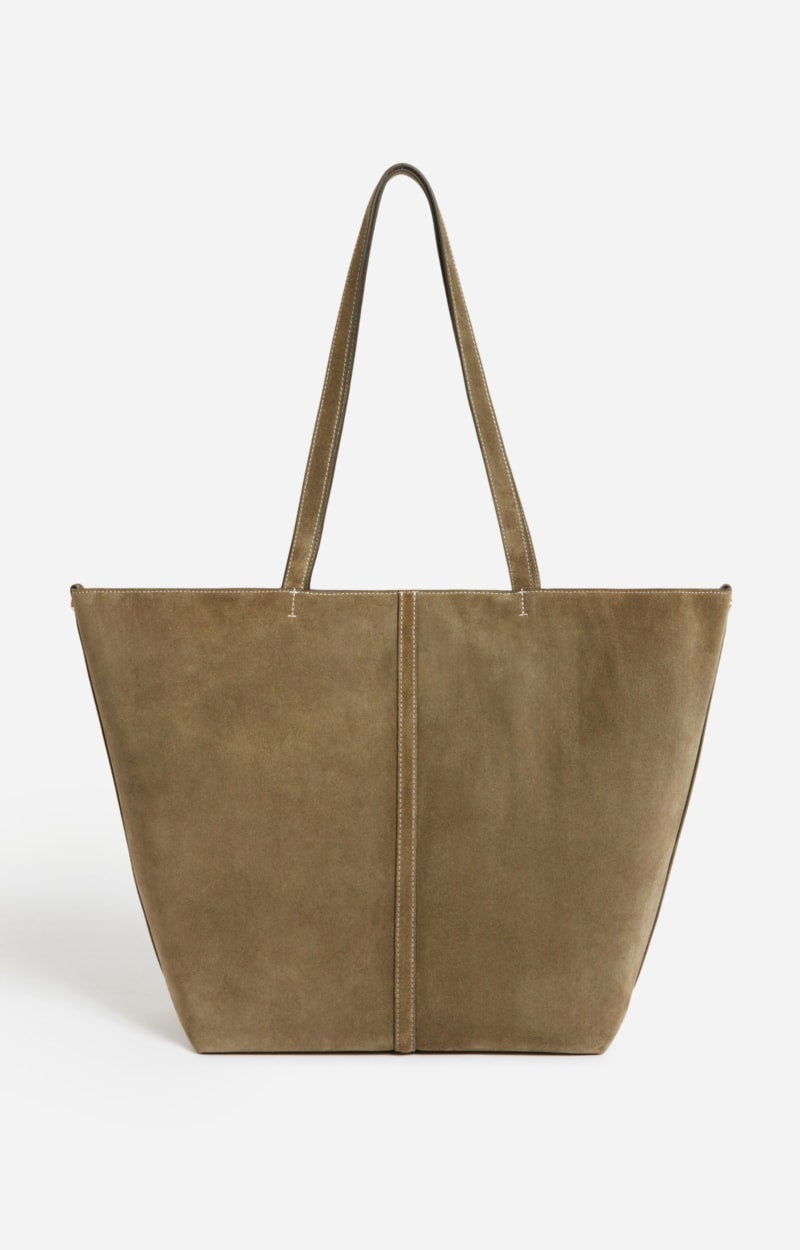 LARGE CALF LEATHER TAUPE DAILY TOTE