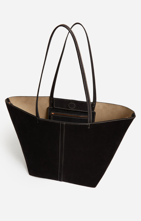 LARGE CALF LEATHER BLACK DAILY TOTE
