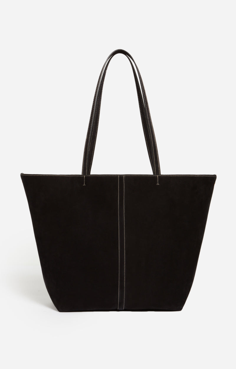 LARGE CALF LEATHER BLACK DAILY TOTE