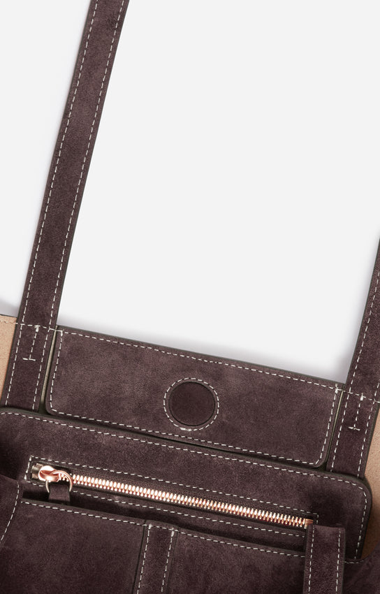SMALL CALF LEATHER BROWN DAILY TOTE