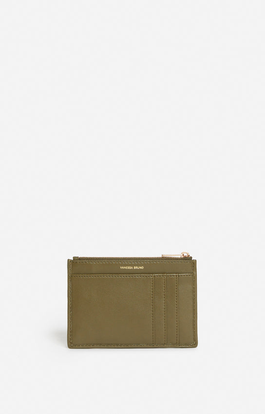 BRAIDED LEATHER KAKI COIN PURSE