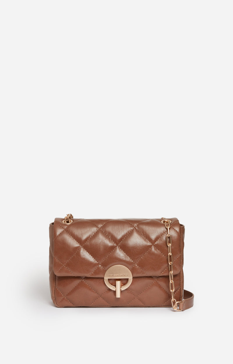 LARGE LEATHER BROWN MOON BAG