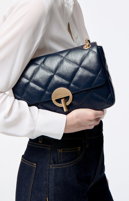 LARGE LEATHER OUTREMER MOON BAG