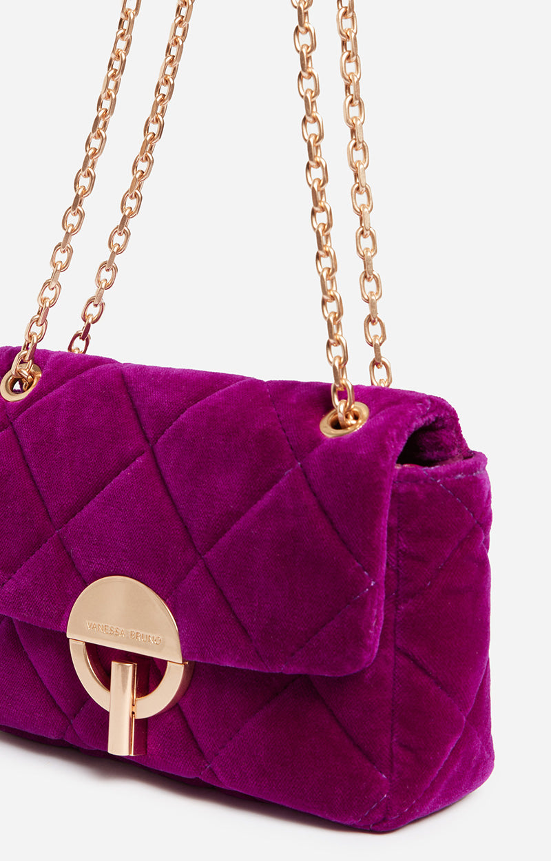 MEDIUM VELVET BERRY MOON BAG