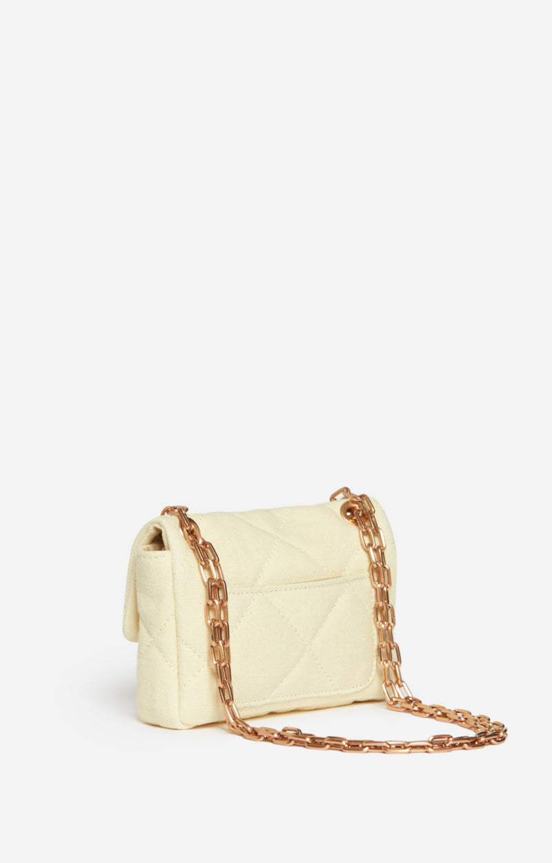 SMALL LINEN YELLOW SUN MOON BAG