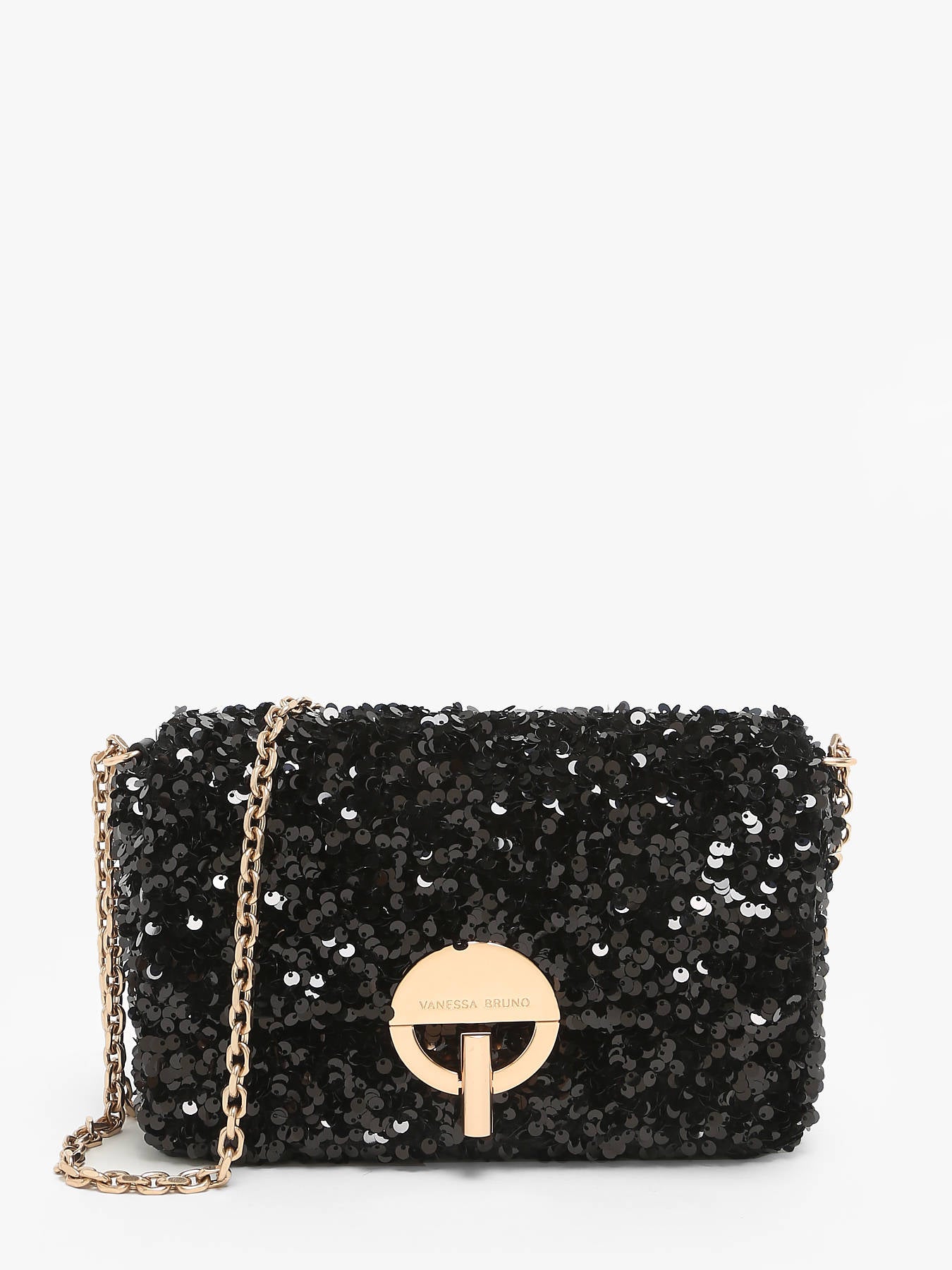 MEDIUM MOON BLACK SEQUINS BAG