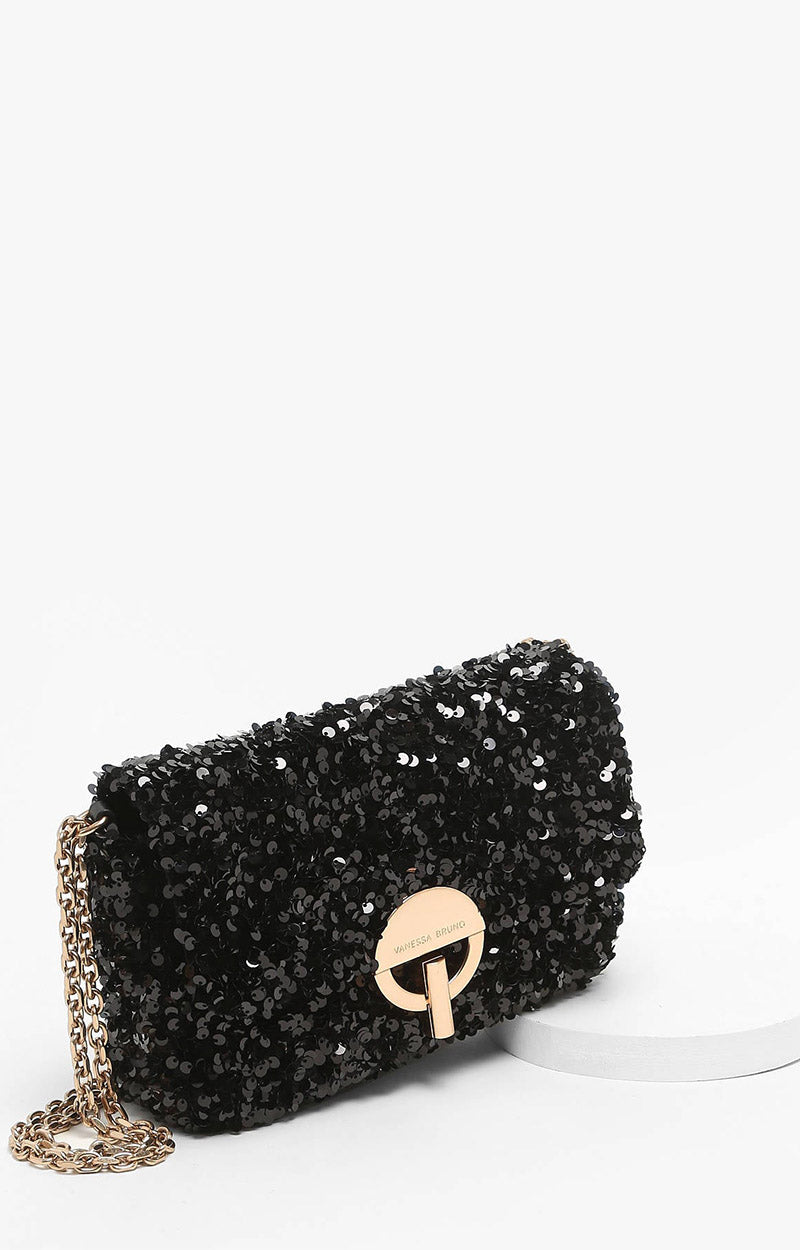 MEDIUM MOON BLACK SEQUINS BAG