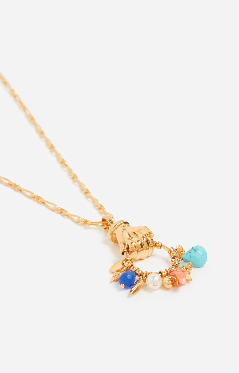 STONE CHARM BRASS NECKLACE