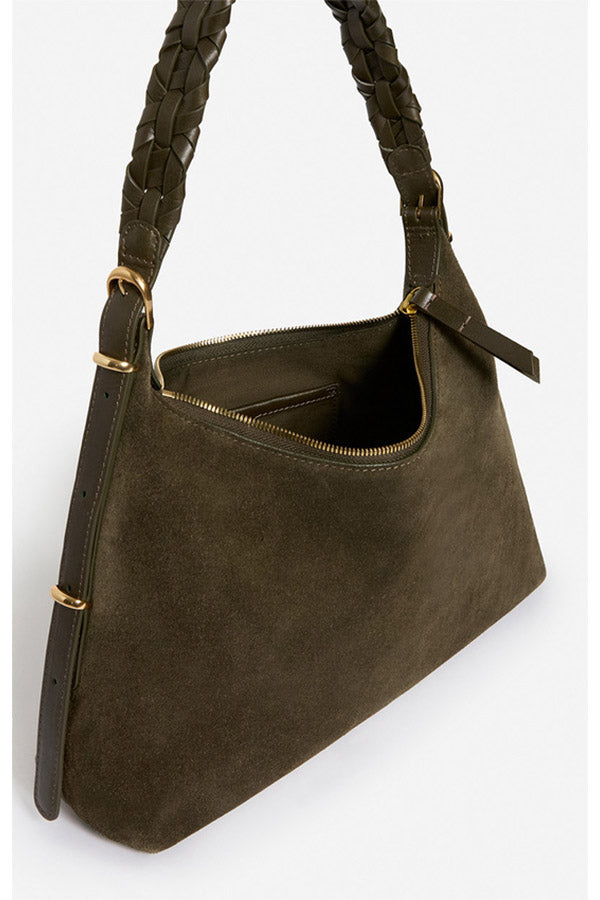 JESS KAKI SMALL CALF LEATHER HOBO BAG