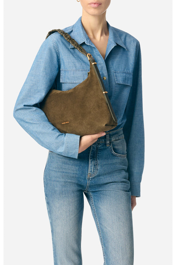 JESS KAKI SMALL CALF LEATHER HOBO BAG