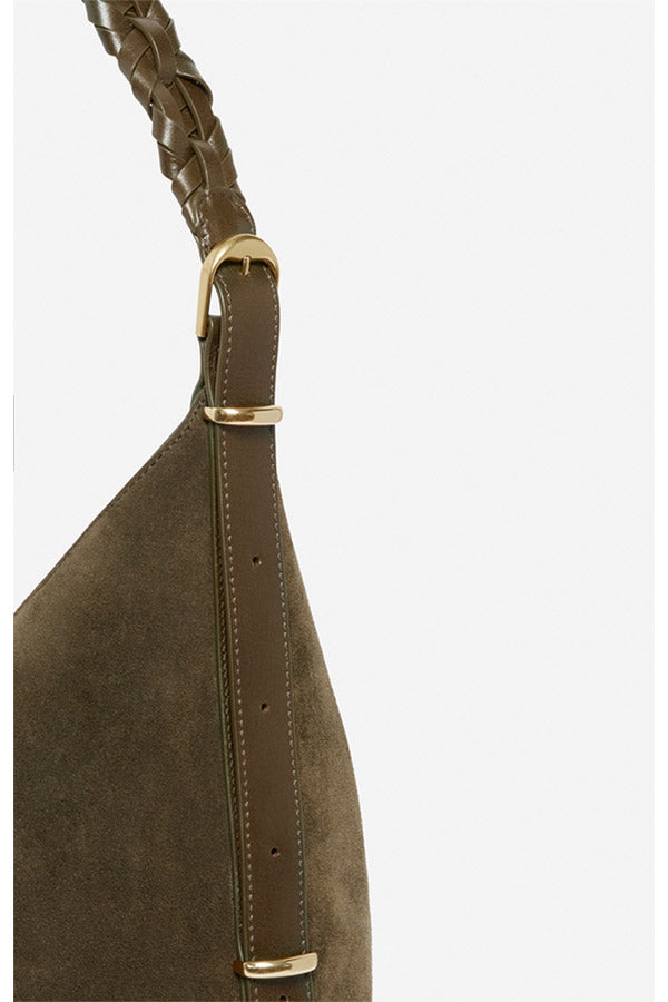 JESS KAKI LARGE CALF LEATHER HOBO BAG