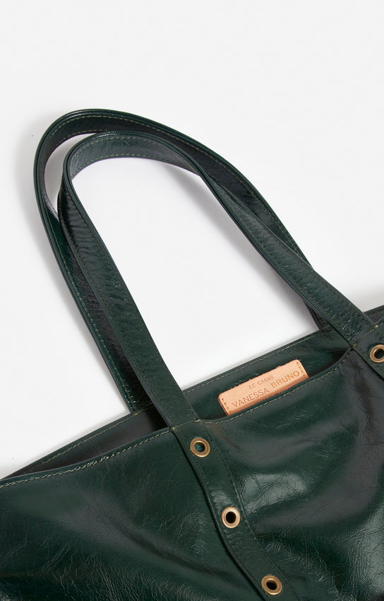 LEATHER M FOREST ZIPPED CABAS TOTE