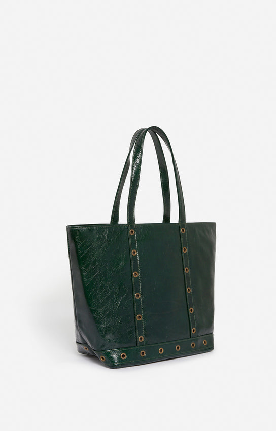 LEATHER M FOREST ZIPPED CABAS TOTE