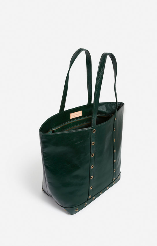 LEATHER L FOREST ZIPPED CABAS TOTE