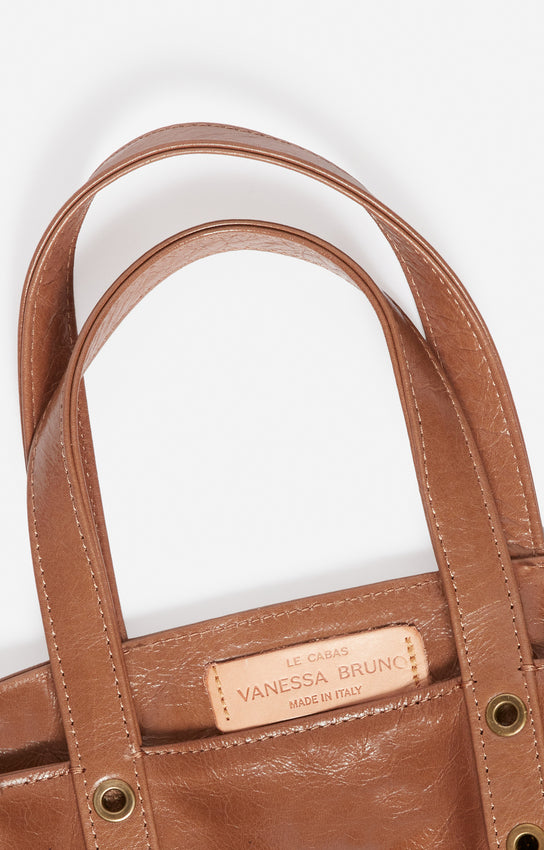LEATHER S CANDY BROWN CABAS TOTE