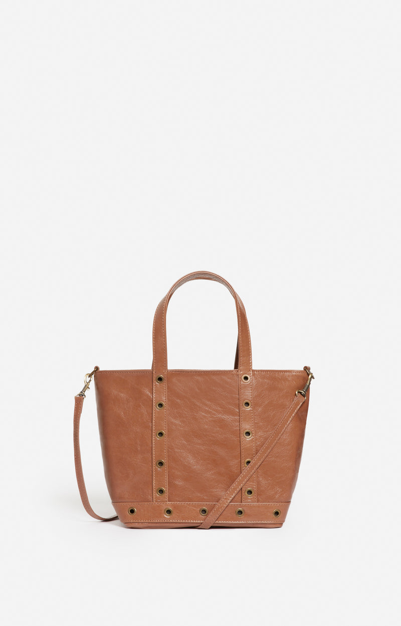 LEATHER S CANDY BROWN CABAS TOTE