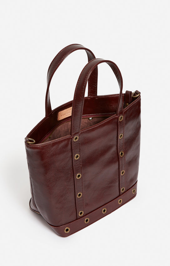 LEATHER S CHOCOLATE CABAS TOTE