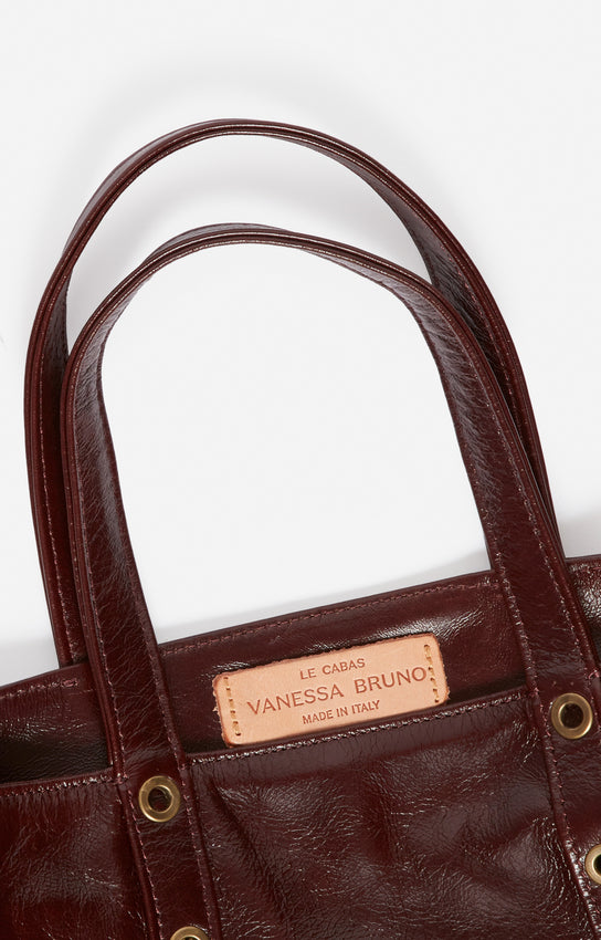 LEATHER S CHOCOLATE CABAS TOTE