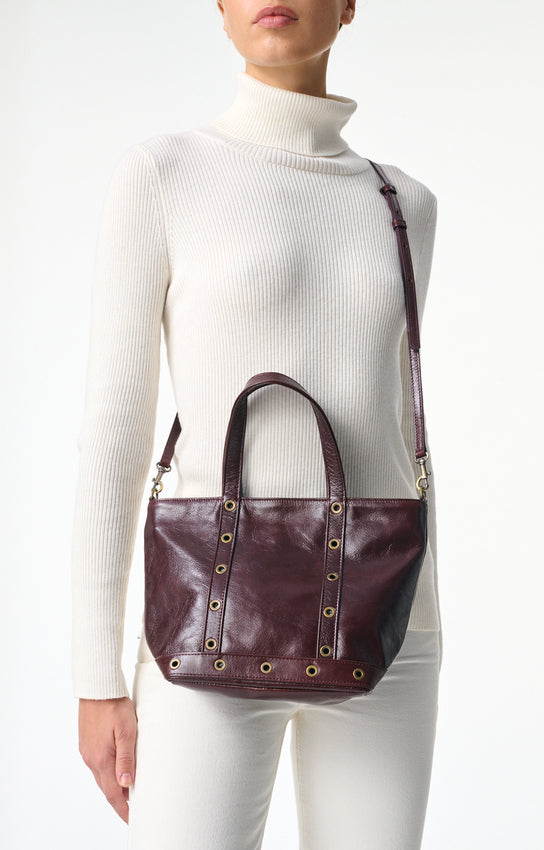 LEATHER S CHOCOLATE CABAS TOTE