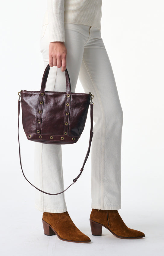 LEATHER S CHOCOLATE CABAS TOTE
